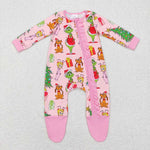 LR0806 Christmas Pink Baby Zip Sleeper Girl