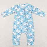 LR0824 Baseball Star Blue Baby Zip Sleeper Boy