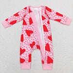LR0839 Valentine's Day Love Pink Red Baby Zip Sleeper
