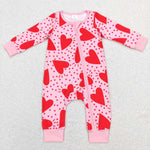 LR0839 Valentine's Day Love Pink Red Baby Zip Sleeper