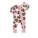 Preorder 12.10 LR0851 Valentine's Day Love Leopard Pink Baby Zip Sleeper Girl