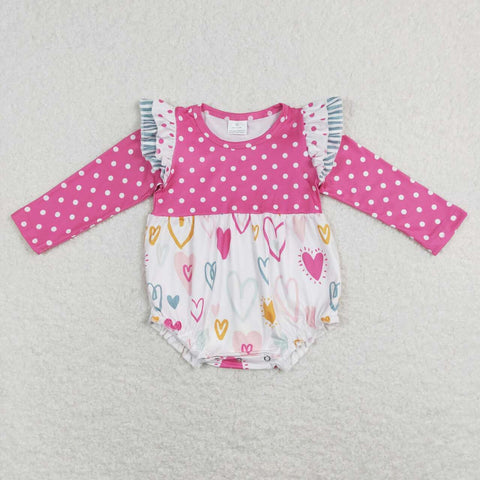 LR0872 Love Dots Pink Baby Girl Bubble Romper