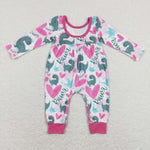 LR0877 Dinosaur Rawn Love Pink Baby Onesie