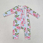 LR0880 Flower Blue Baby Zip Sleeper