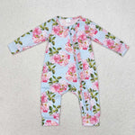 LR0880 Flower Blue Baby Zip Sleeper