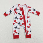 LR0903 Love Cowboy Red Baby Zip Sleeper Romper