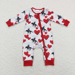 LR0903 Love Cowboy Red Baby Zip Sleeper Romper