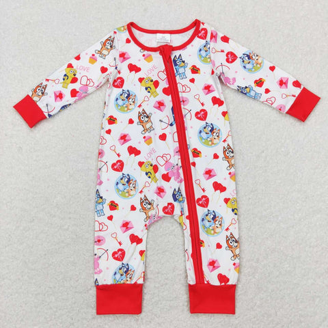 LR0908 Valentine's Day Cartoon Love Baby Zip Sleeper Romper