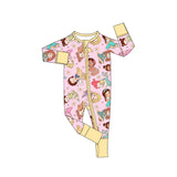 LR0968 Cartoon Princess Yellow Baby Zip Romper Sleepers