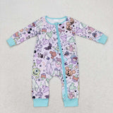 LR0969 Cartoon Monster Academy Baby Zip Romper Sleepers