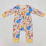 LR0971 Cartoon Honey Bear Baby Zip Romper Sleepers