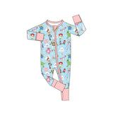 LR0987 Bamboo Cartoon Toy Pink Baby Zip Romper Sleepers