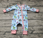 LR0987 Bamboo Cartoon Toy Pink Baby Zip Romper Sleepers