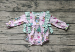 LR0998 Christmas Green Pink Baby Girls Bubbles Romper