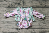 LR0998 Christmas Green Pink Baby Girls Bubbles Romper