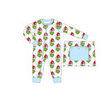 LR1002 Bamboo Christmas Green Animal Baby Zip Romper Sleepers