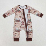 LR1014 Forest Mallard Deer Baby Zip Romper Sleepers