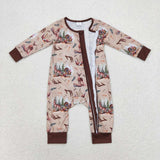 LR1014 Forest Mallard Deer Baby Zip Romper Sleepers