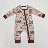 LR1014 Forest Mallard Deer Baby Zip Romper Sleepers