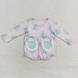 LR1018 Christmas Trees Pink Baby Girls Bubbles Romper