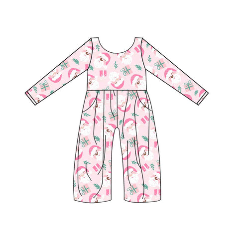Preorder 06.04 LR1021 Christmas Santa Gift Pink Girl's Jumpsuit