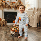LR1023 Embroidery Pumpkin Car Baby Boys Romper