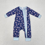 LR1024 Airplane Blue Baby Zip Romper Sleepers