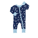 LR1024 Airplane Blue Baby Zip Romper Sleepers