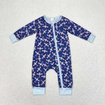 LR1024 Airplane Blue Baby Zip Romper Sleepers