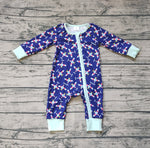 LR1024 Airplane Blue Baby Zip Romper Sleepers