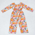 LR1060 Pumpkin Flower Pink Girl's Jumpsuit