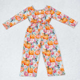 LR1060 Pumpkin Flower Pink Girl's Jumpsuit