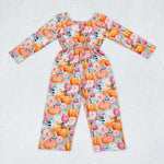 LR1060 Pumpkin Flower Pink Girl's Jumpsuit