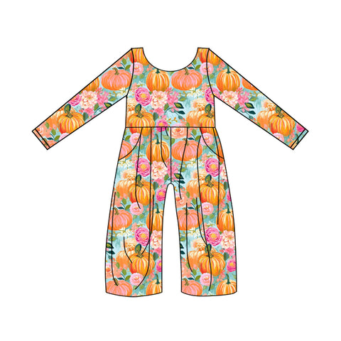 Preorder 06.12 LR1060 Pumpkin Flower Pink Girl's Jumpsuit