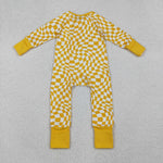 LR1089 Yellow Plaid Baby Footie Sleepers Romper