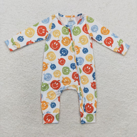 LR1094 Bamboo Pumpkin Orange Baby Zip Romper Sleepers