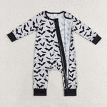 LR1096 Halloween Bat Black Baby Zip Romper Sleepers