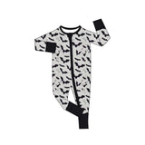 LR1096 Halloween Bat Black Baby Zip Romper Sleepers