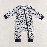 LR1096 Halloween Bat Black Baby Zip Romper Sleepers