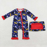 LR1132 Bamboo The Polar Express Believe Baby Zip Romper Sleepers Girl