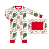 LR1150 Bamboo Christmas Trees Cake Red Baby Zip Romper Sleepers Boy