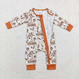 LR1164 Bamboo Wildflowers Cowboy Horse Cactus Baby Zip Romper Sleepers