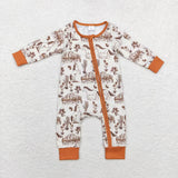 LR1164 Bamboo Wildflowers Cowboy Horse Cactus Baby Zip Romper Sleepers