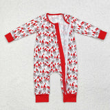 LR1168 Bamboo Christmas Elf Red Baby Zip Romper Sleepers