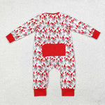 LR1168 Bamboo Christmas Elf Red Baby Zip Romper Sleepers