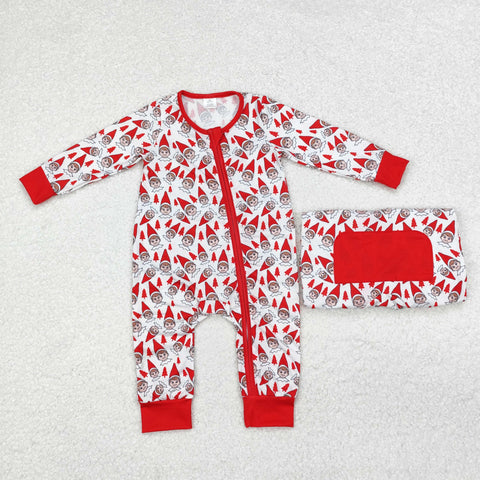 LR1168 Bamboo Christmas Elf Red Baby Zip Romper Sleepers