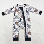 LR1173 Bamboo Cartoon Blue Dog Baby Zip Romper Sleepers Boy