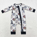 LR1173 Bamboo Cartoon Blue Dog Baby Zip Romper Sleepers Boy