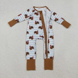 LR1191 Thanksgiving Turkey Baby Sleepers Footie Romper