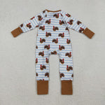 LR1191 Thanksgiving Turkey Baby Sleepers Footie Romper